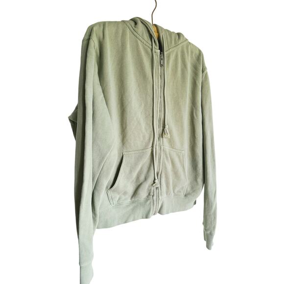 Brandy Melville Full Zip Hoodie Sweatshirt Large Sage Green Cozy Grunge - Picture 10 of 10